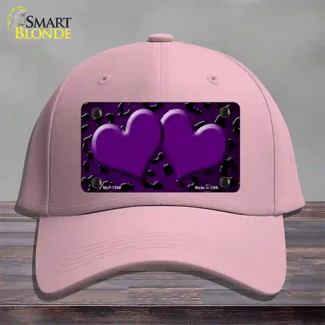 Purple Black Cheetah Hearts Oil Rubbed Novelty License Plate Hat Cotton / Pink