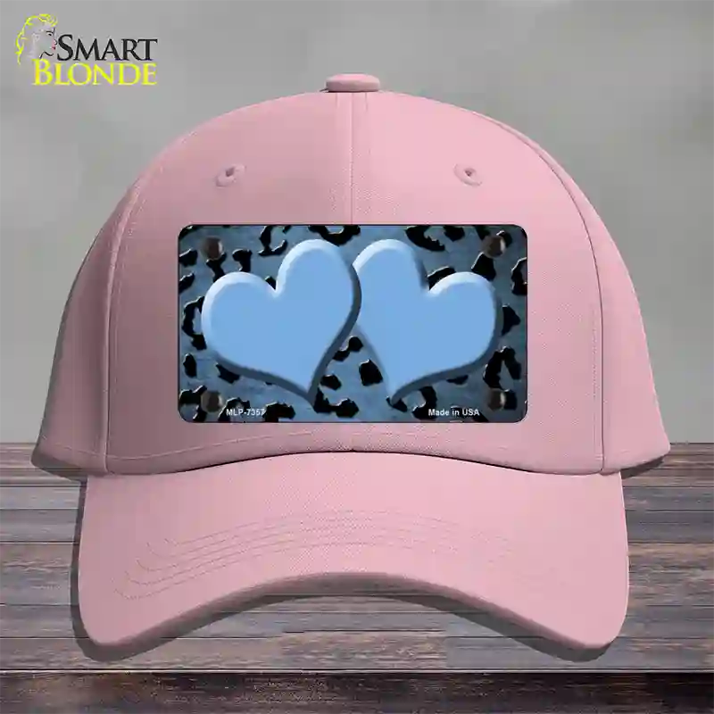 Light Blue Black Cheetah Hearts Oil Rubbed Novelty License Plate Hat Cotton / Pink