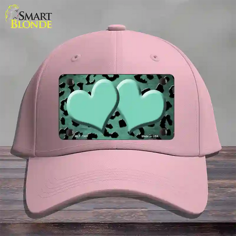 Mint Black Cheetah Hearts Oil Rubbed Novelty License Plate Hat Cotton / Pink