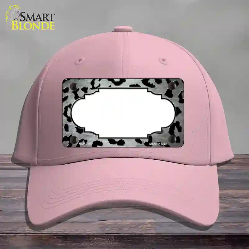 White Black Cheetah Scallop Oil Rubbed Novelty License Plate Hat Cotton / Pink