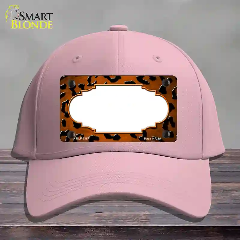 Orange Black Cheetah Scallop Oil Rubbed Novelty License Plate Hat Cotton / Pink