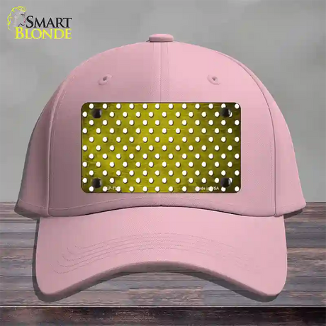 Yellow White Small Dots Oil Rubbed Novelty License Plate Hat Cotton / Pink