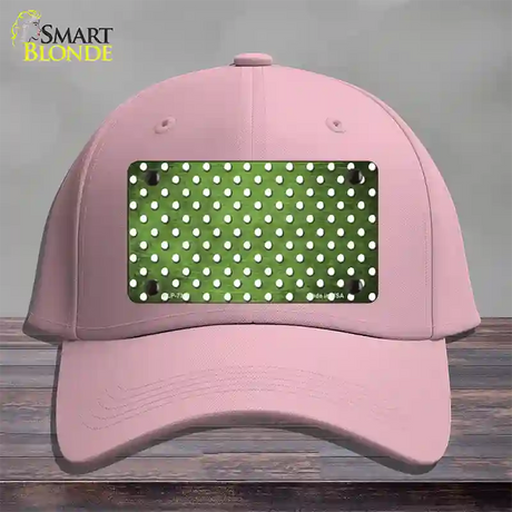 Lime Green White Small Dots Oil Rubbed Novelty License Plate Hat Cotton / Pink