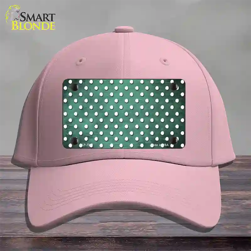 Mint White Small Dots Oil Rubbed Novelty License Plate Hat Cotton / Pink