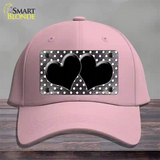 Black White Small Dots Hearts Oil Rubbed Novelty License Plate Hat Cotton / Pink