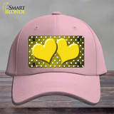 Yellow White Small Dots Hearts Oil Rubbed Novelty License Plate Hat Cotton / Pink