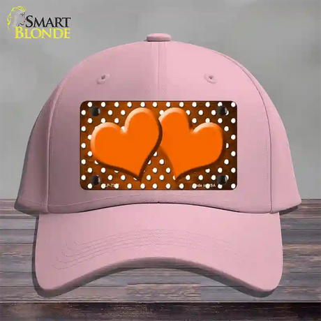 Orange White Small Dots Hearts Oil Rubbed Novelty License Plate Hat Cotton / Pink