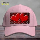 Red White Small Dots Hearts Oil Rubbed Novelty License Plate Hat Cotton / Pink