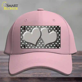 Gray White Small Dots Hearts Oil Rubbed Novelty License Plate Hat Cotton / Pink