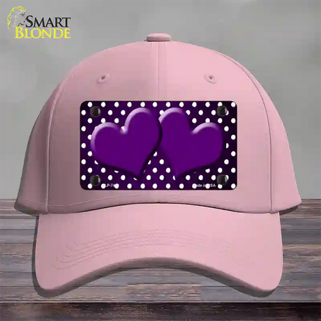 Purple White Small Dots Hearts Oil Rubbed Novelty License Plate Hat Cotton / Pink