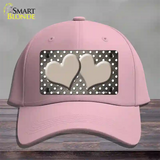 Tan White Small Dots Hearts Oil Rubbed Novelty License Plate Hat Cotton / Pink