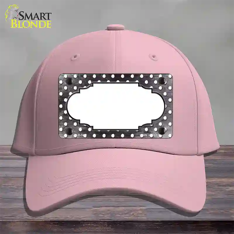 Black White Small Dots Scallop Oil Rubbed Novelty License Plate Hat Cotton / Pink