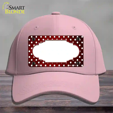 Red White Small Dots Scallop Oil Rubbed Novelty License Plate Hat Cotton / Pink