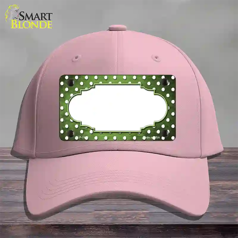 Lime Green White Small Dots Scallop Oil Rubbed Novelty License Plate Hat Cotton / Pink