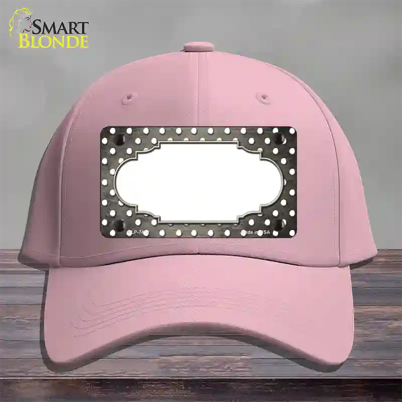 Tan White Small Dots Scallop Oil Rubbed Novelty License Plate Hat Cotton / Pink