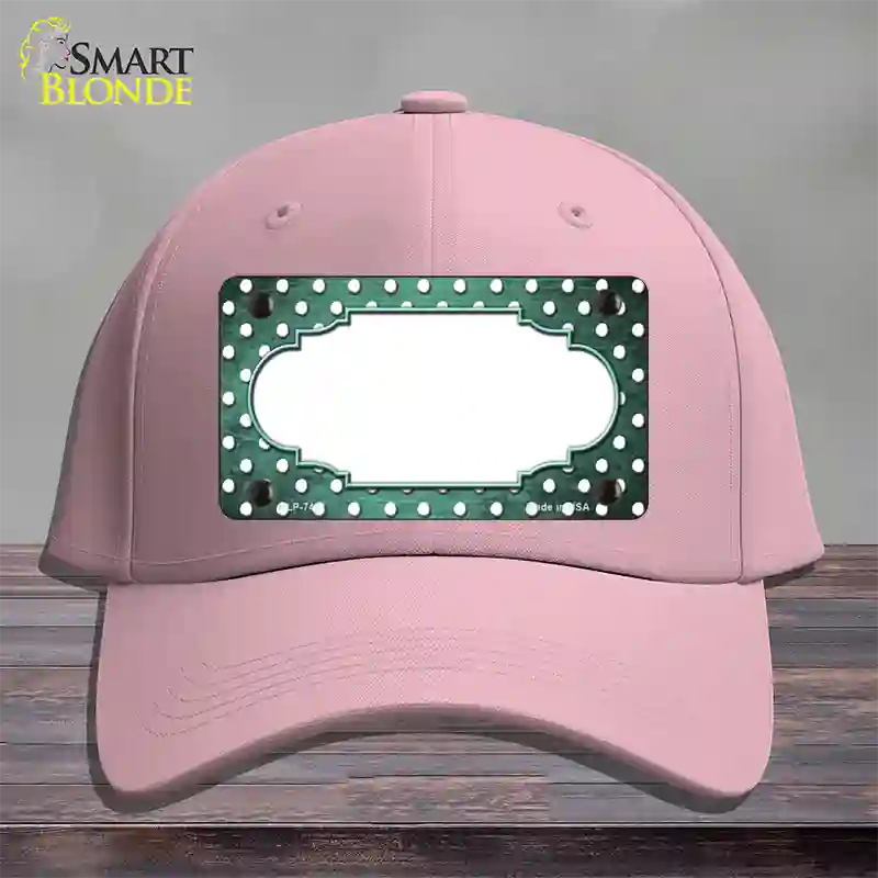 Mint White Small Dots Scallop Oil Rubbed Novelty License Plate Hat Cotton / Pink