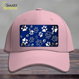 Blue White Paw Oil Rubbed Novelty License Plate Hat Cotton / Pink