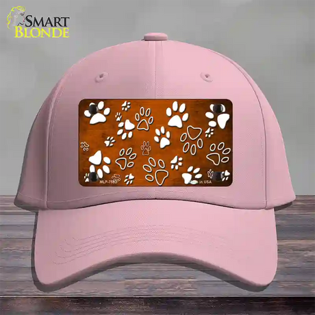 Orange White Paw Oil Rubbed Novelty License Plate Hat Cotton / Pink