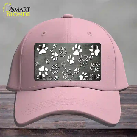 Gray White Paw Oil Rubbed Novelty License Plate Hat Cotton / Pink