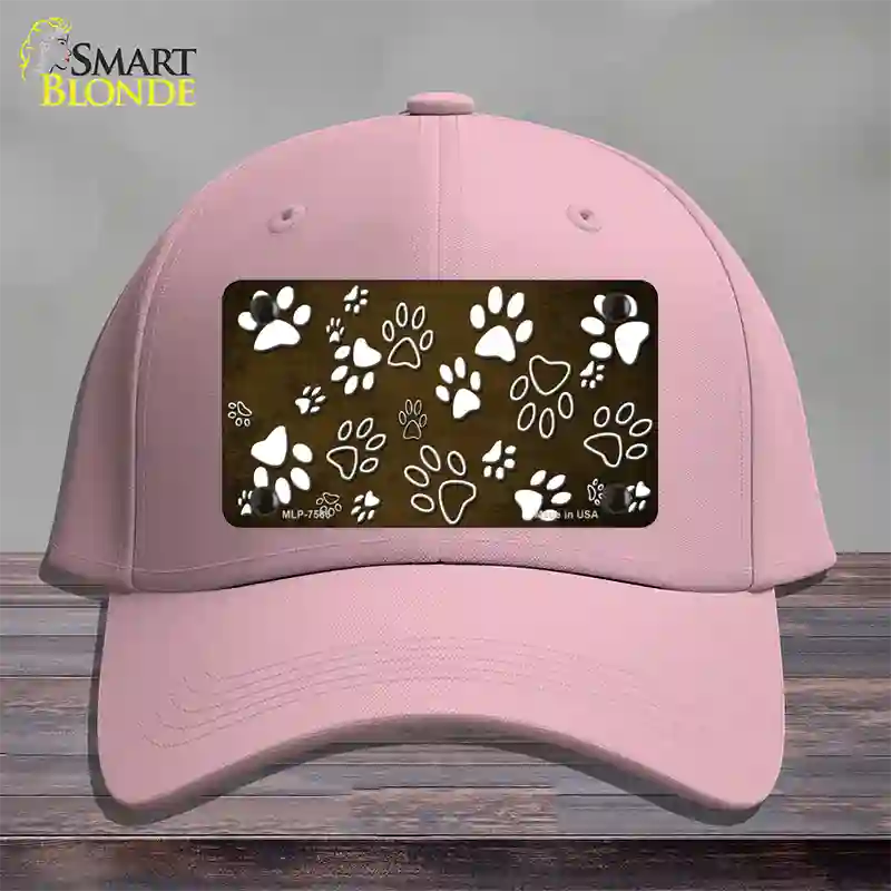 Brown White Paw Oil Rubbed Novelty License Plate Hat Cotton / Pink