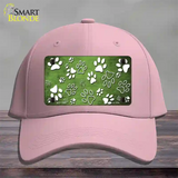 Lime Green White Paw Oil Rubbed Novelty License Plate Hat Cotton / Pink