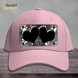 Paw Heart Black White Novelty License Plate Hat Cotton / Pink