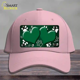 Paw Heart Green White Novelty License Plate Hat Cotton / Pink