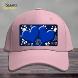 Paw Heart Blue White Novelty License Plate Hat Cotton / Pink