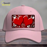 Paw Heart Red White Novelty License Plate Hat Cotton / Pink