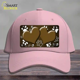 Paw Heart Brown White Novelty License Plate Hat Cotton / Pink