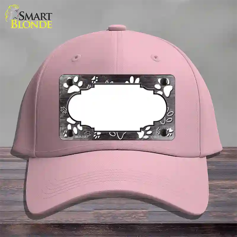 Paw Scallop Black White Novelty License Plate Hat Cotton / Pink