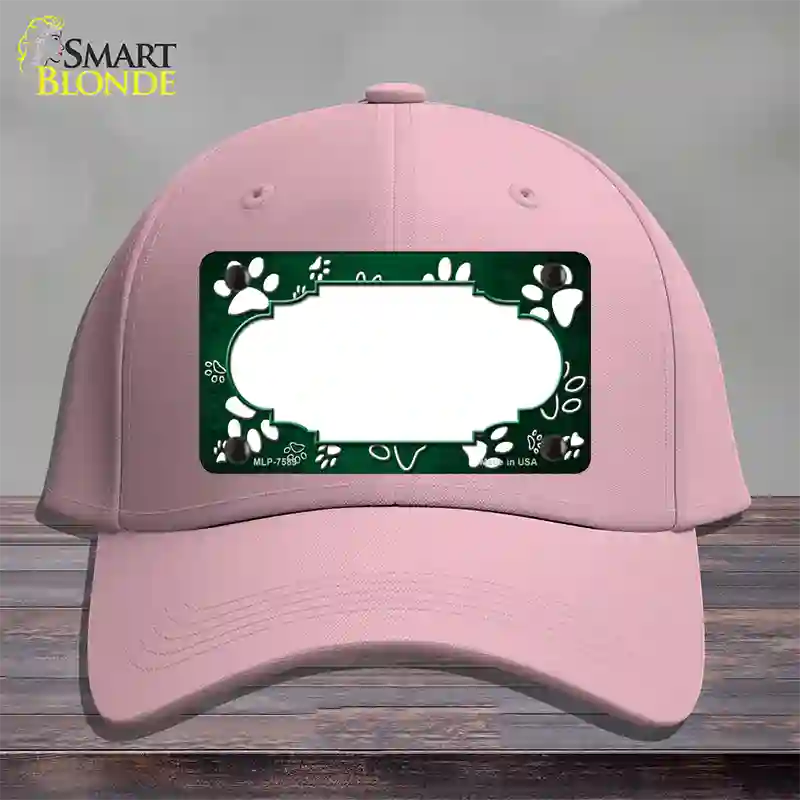 Paw Scallop Green White Novelty License Plate Hat Cotton / Pink