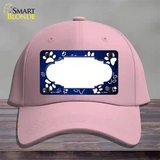 Paw Scallop Blue White Novelty License Plate Hat Cotton / Pink