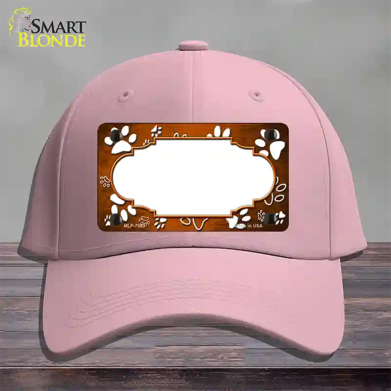 Paw Scallop Orange White Novelty License Plate Hat Cotton / Pink