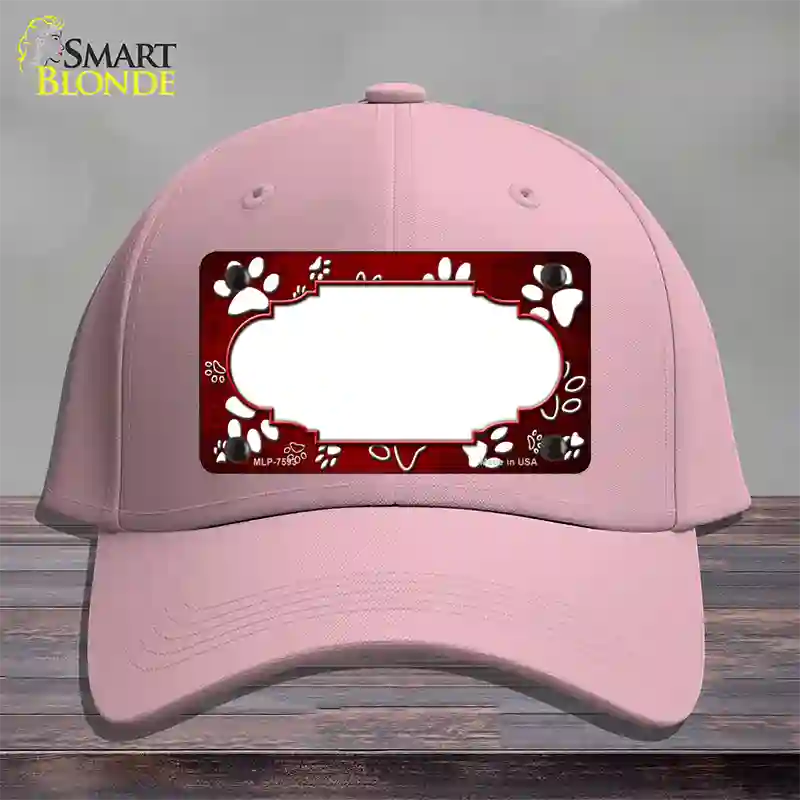 Paw Scallop Red White Novelty License Plate Hat Cotton / Pink