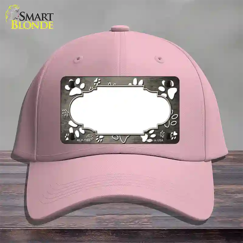 Paw Scallop Tan White Novelty License Plate Hat Cotton / Pink