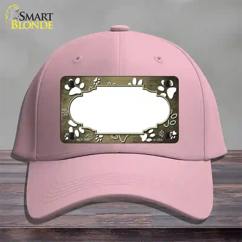 Paw Scallop Gold White Novelty License Plate Hat Cotton / Pink