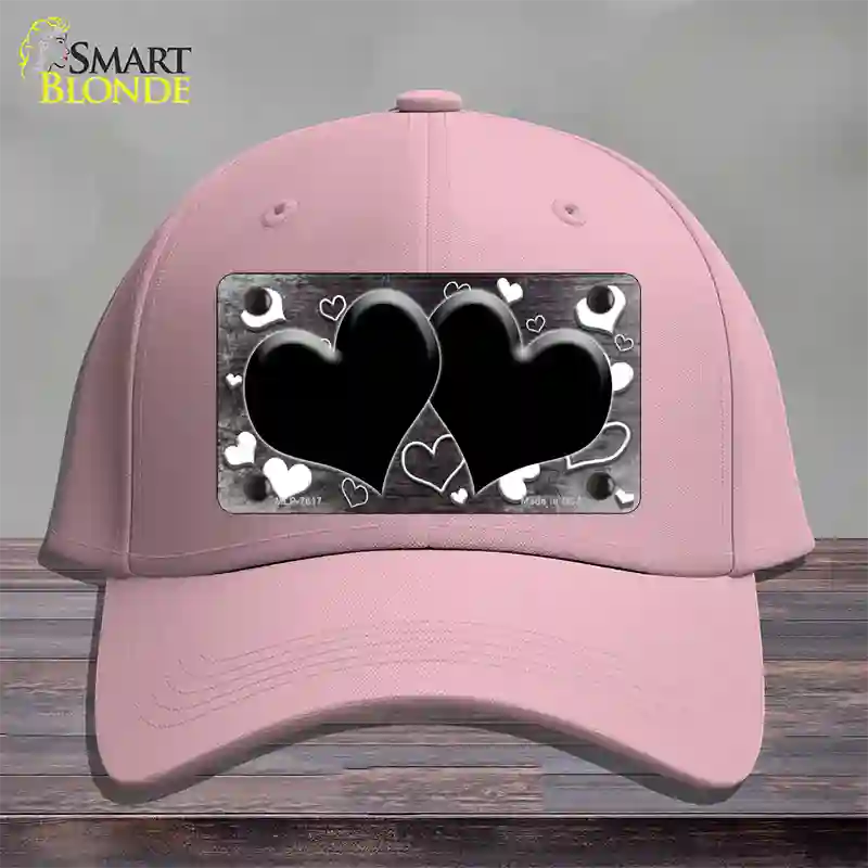 Black White Love Hearts Oil Rubbed Novelty License Plate Hat Cotton / Pink