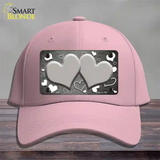 Gray White Love Hearts Oil Rubbed Novelty License Plate Hat Cotton / Pink