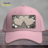 Tan White Love Hearts Oil Rubbed Novelty License Plate Hat Cotton / Pink