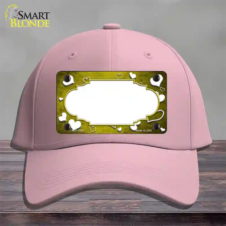 Yellow White Love Scallop Oil Rubbed Novelty License Plate Hat Cotton / Pink