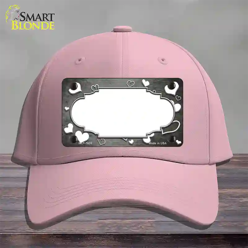 Gray White Love Scallop Oil Rubbed Novelty License Plate Hat Cotton / Pink