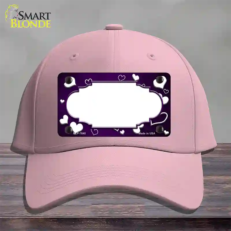 Purple White Love Scallop Oil Rubbed Novelty License Plate Hat Cotton / Pink