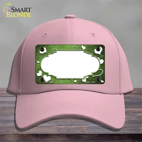 Lime Green White Love Scallop Oil Rubbed Novelty License Plate Hat Cotton / Pink