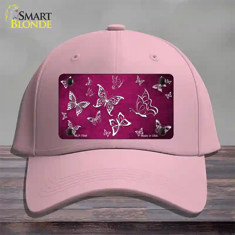 Pink White Butterfly Oil Rubbed Novelty License Plate Hat Cotton / Pink