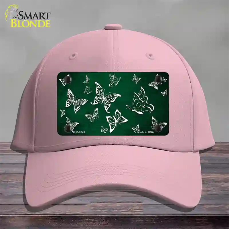 Green White Butterfly Oil Rubbed Novelty License Plate Hat Cotton / Pink