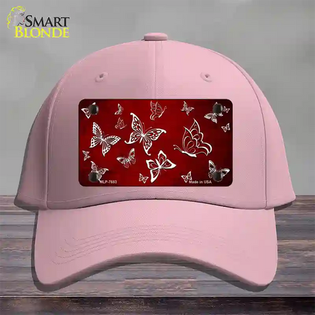 Red White Butterfly Oil Rubbed Novelty License Plate Hat Cotton / Pink