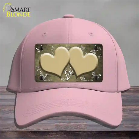 Gold White Hearts Butterfly Oil Rubbed Novelty License Plate Hat Cotton / Pink