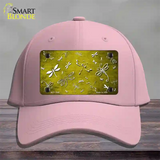 Yellow White Dragonfly Oil Rubbed Novelty License Plate Hat Cotton / Pink