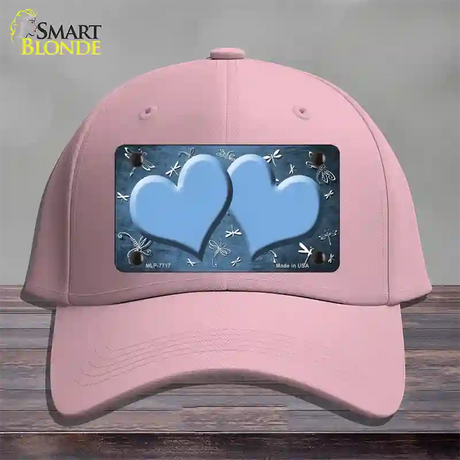 Light Blue White Dragonfly Hearts Oil Rubbed Novelty License Plate Hat Cotton / Pink